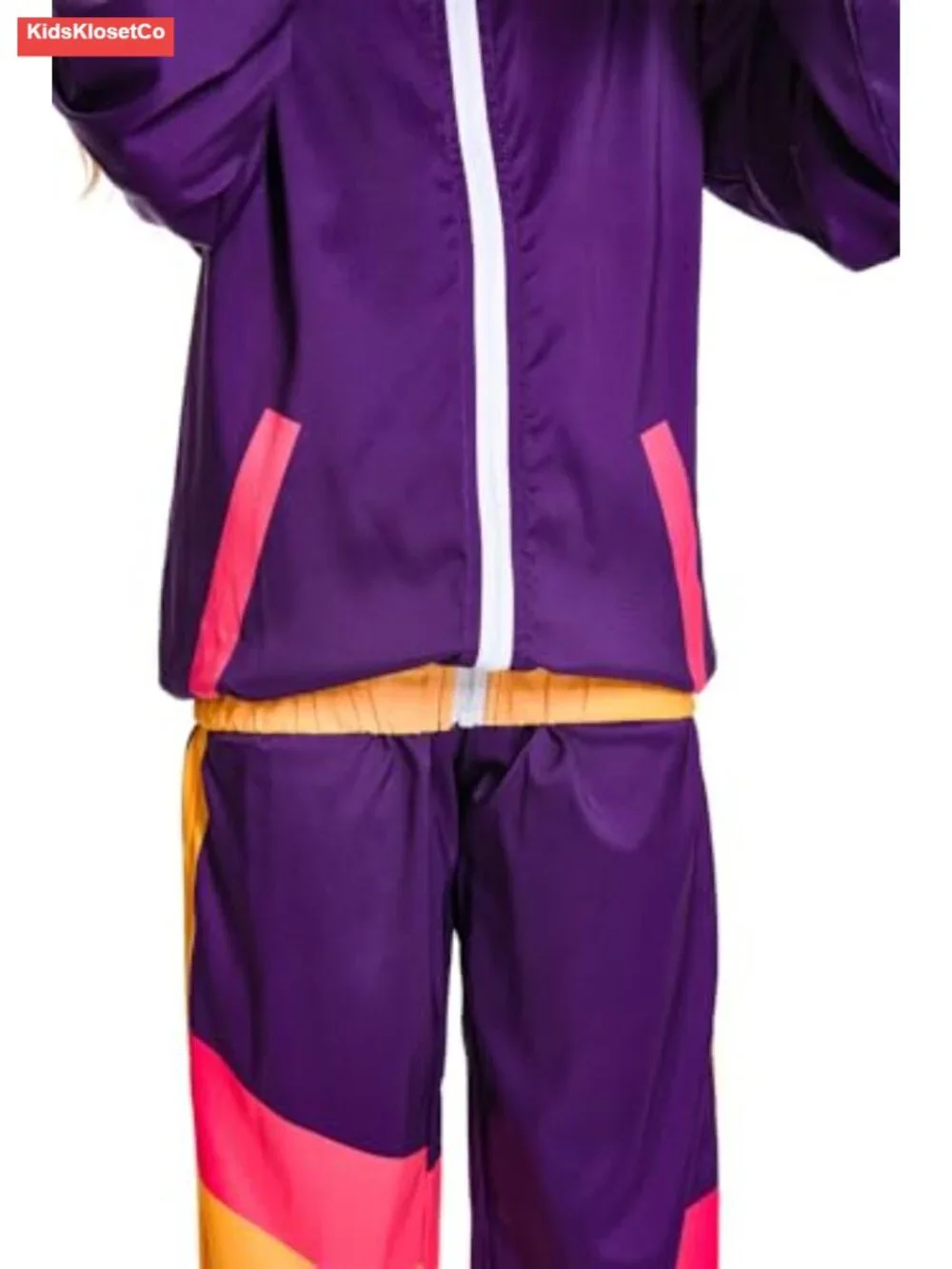 80s Hip Hop Tracksuit Set for Kids with Headband Long Sleeve Jacket and Pants